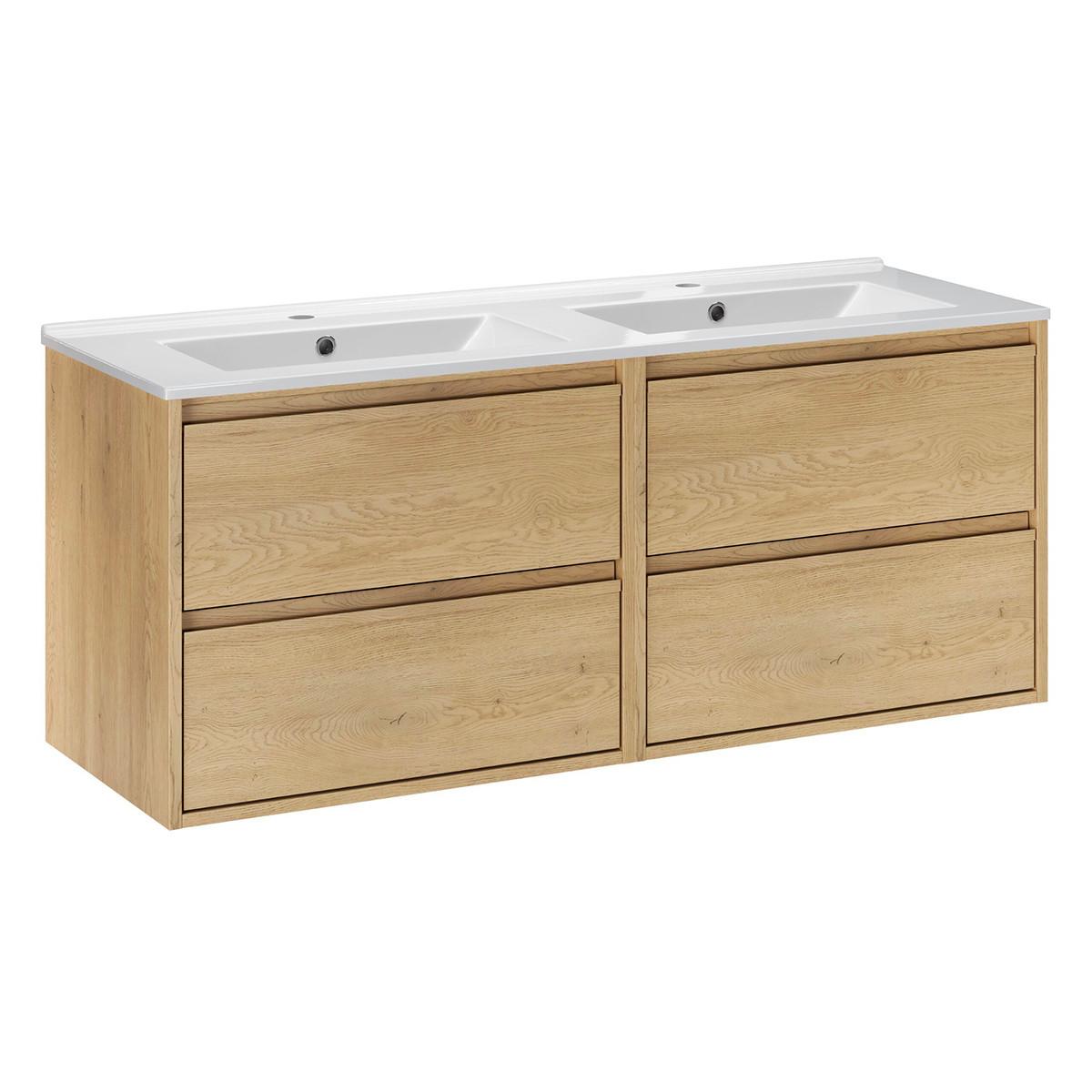 DOPPELWASCHTISCH 121cm Edmé Holz - Braun, Holzwerkstoff (121/52/46cm) - Petits-meubles