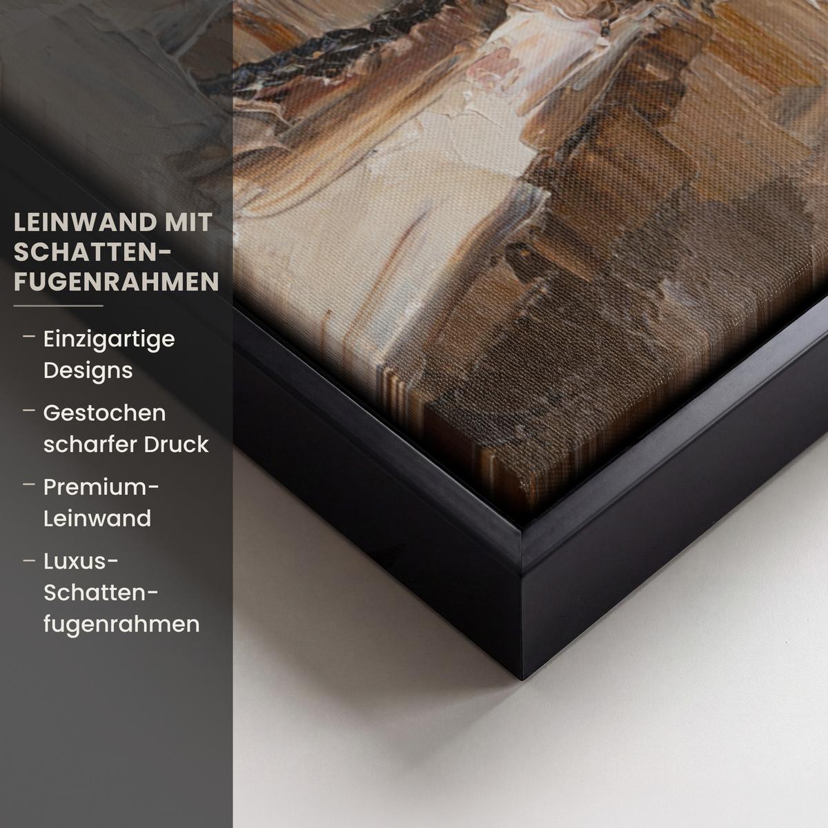 LEINWAND Bilder mit Rahmen - Ölgemälde - Frau - Wein - 60x80 - Hellbraun, Textil (60/80cm) - MuchoWow