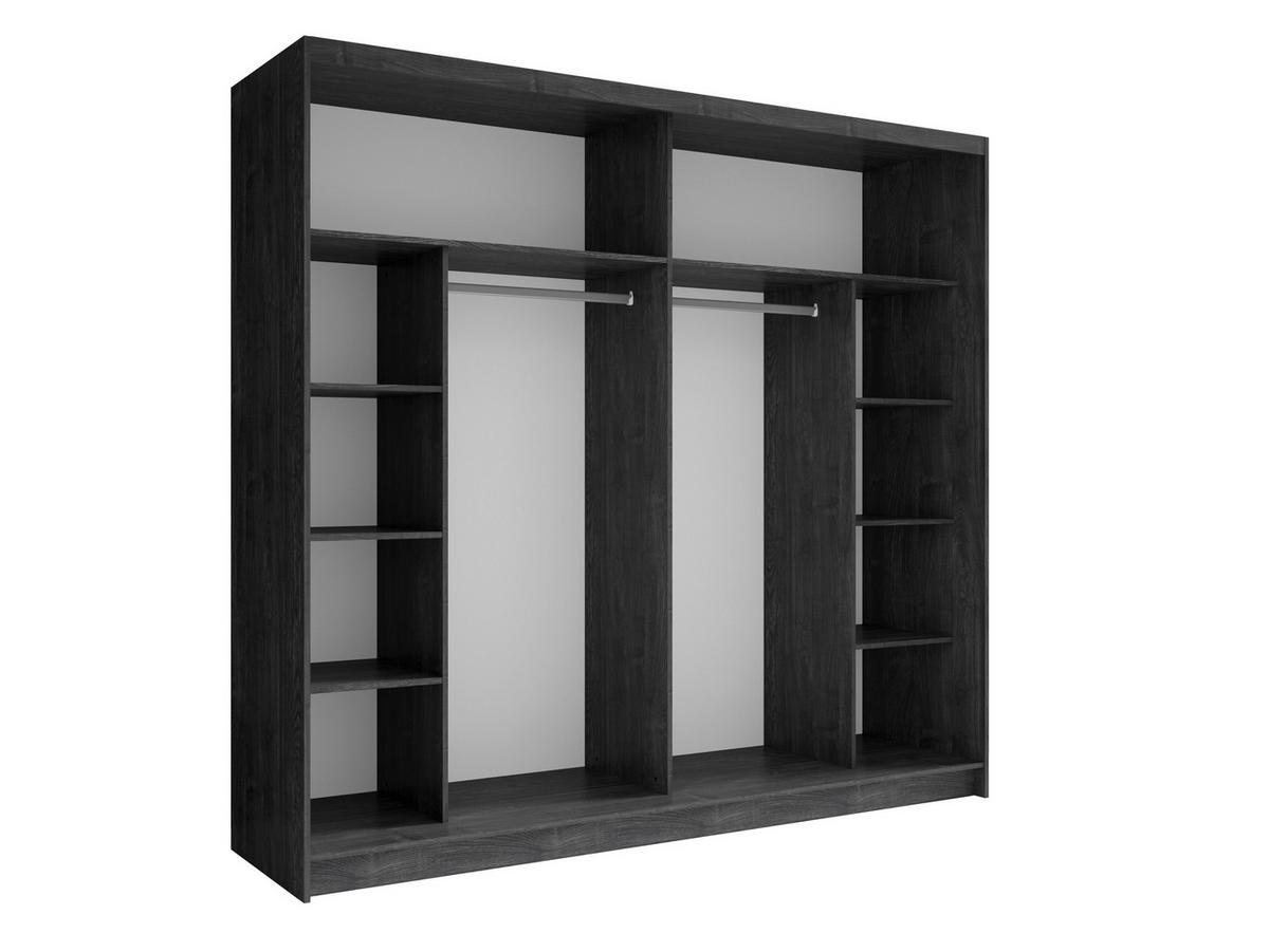 DREHTÜRENSCHRANK HEIMOR 230/215/62cm 2-türig mit Spiegel Schwarze Esche - Eschefarben, Holzwerkstoff (230/215/62cm) - MASSENO