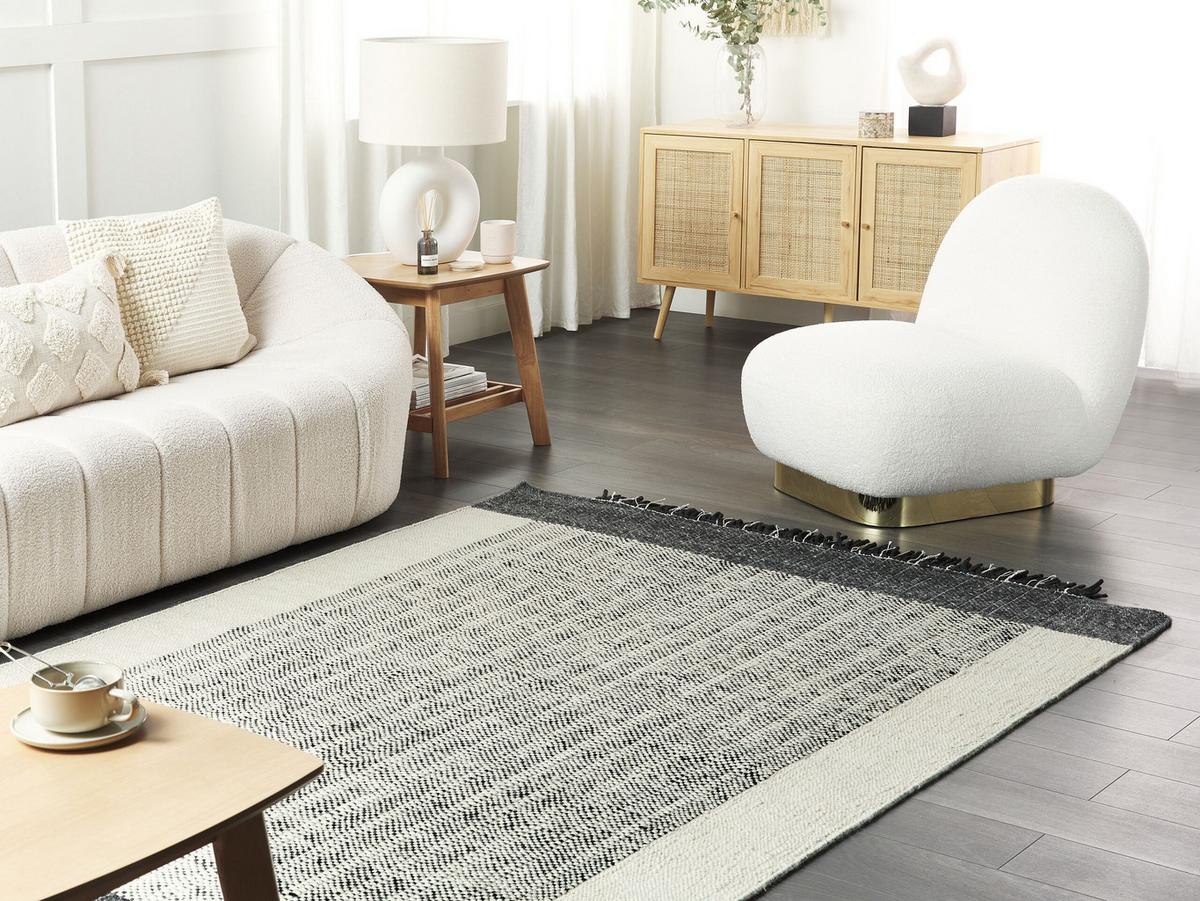 TEPPICH geflochten Ketenli 200/140 cm - Weiß, Textil (140/200cm) - Beliani