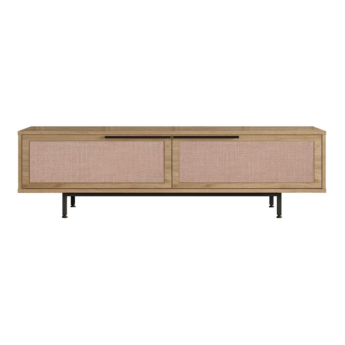 TV-ELEMENT Kvænangen - Eichefarben/Schwarz, Holzwerkstoff/Metall (160/45/35.5cm) - [en.casa]