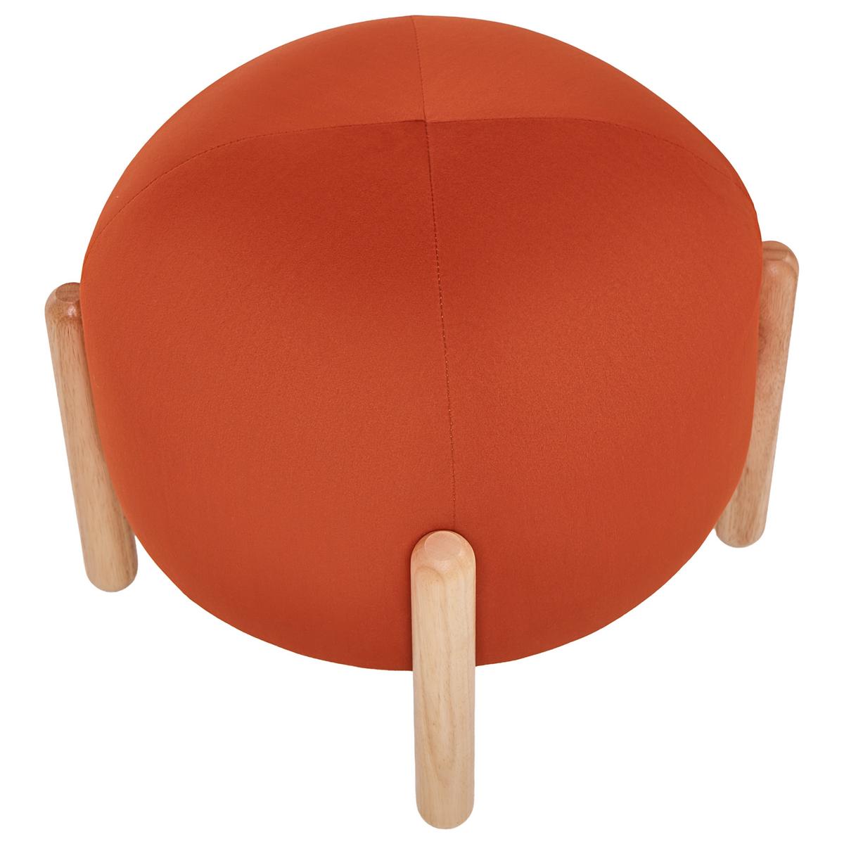 HOCKER Samtstoff Orange Helen - Hellbraun, Textil (40/38/40cm) - Beliani