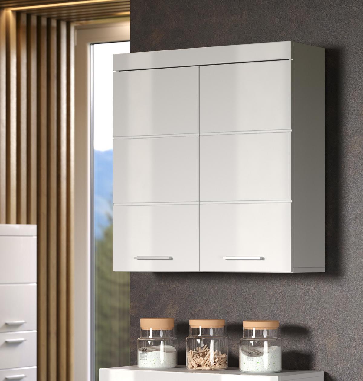 HÄNGESCHRANK weiß Hochglanz 73 x 77 cm, Badschrank hängend - Weiß, Holzwerkstoff/Kunststoff (73/77/23cm) - Top.Furn