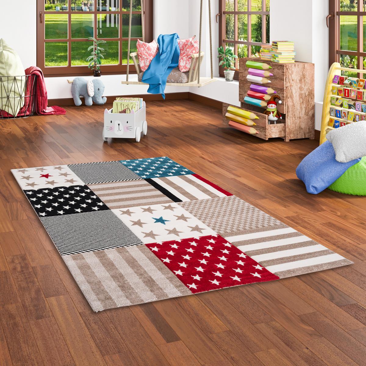KINDER UND JUGEND TEPPICH MAUI STERNE - Blau/Rot, Textil (200/290cm) - Pergamon