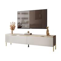 TV-LOWBOARD AURORA Kaschmir mit gerade Goldchrom Fuße - Kaschmir/Goldfarben, Holzwerkstoff/Metall (180/46/40cm) - Lookway