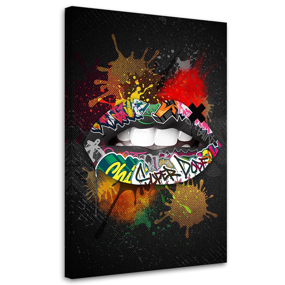 LEINWANDBILD Mund Pop Art 80x120cm - Multicolor, Textil (80/120cm) - Feeby