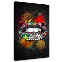 LEINWANDBILD Mund Pop Art 80x120cm - Multicolor, Textil (80/120cm) - Feeby