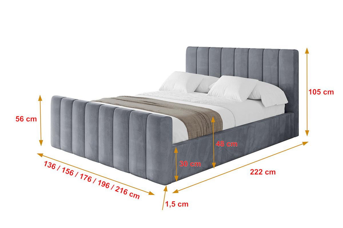 POLSTERBETT mit Bettkasten, Fußteil und Lattenrost, Boxbett ohne Matratze - STERA-Z 160x200 Grau - Grau, Holzwerkstoff/Textil (160/200cm) - ALTDECOR