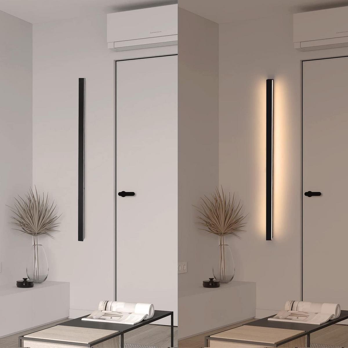 LED WANDLEUCHTE Dünthar 100/3.8/2.5 cm - Schwarz, Kunststoff/Metall (3.8/2.5/100cm) - ZMH