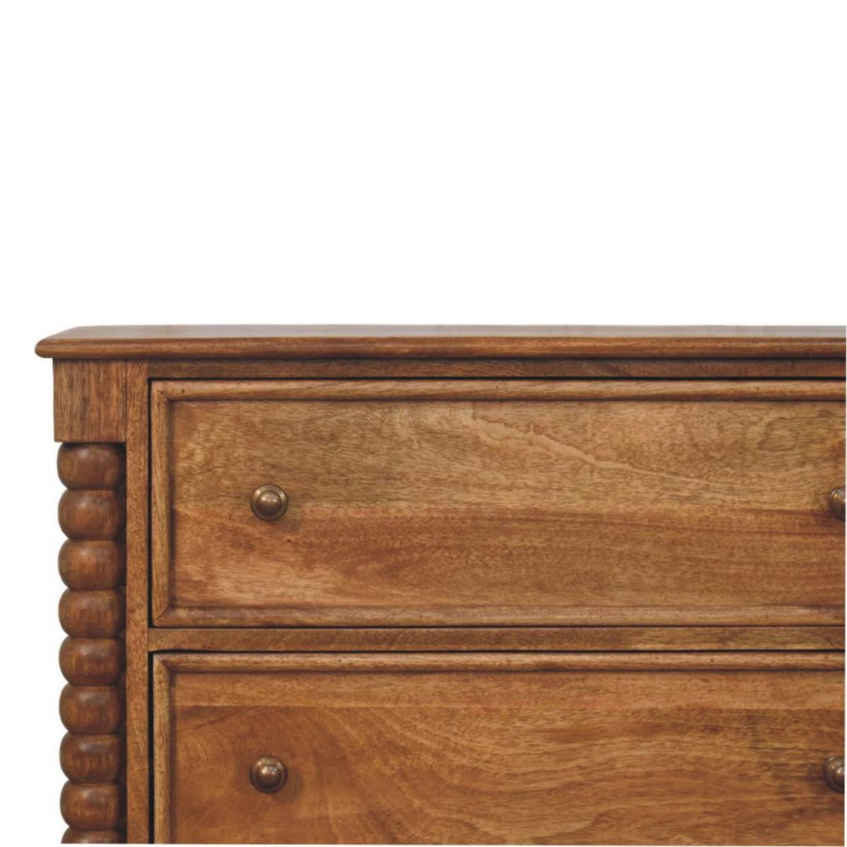 KOMMODE Spindel, 3 Schubladen, Hellbraun - Hellbraun/Messingfarben, Holz/Metall (80/80/35cm) - Artisan Furniture