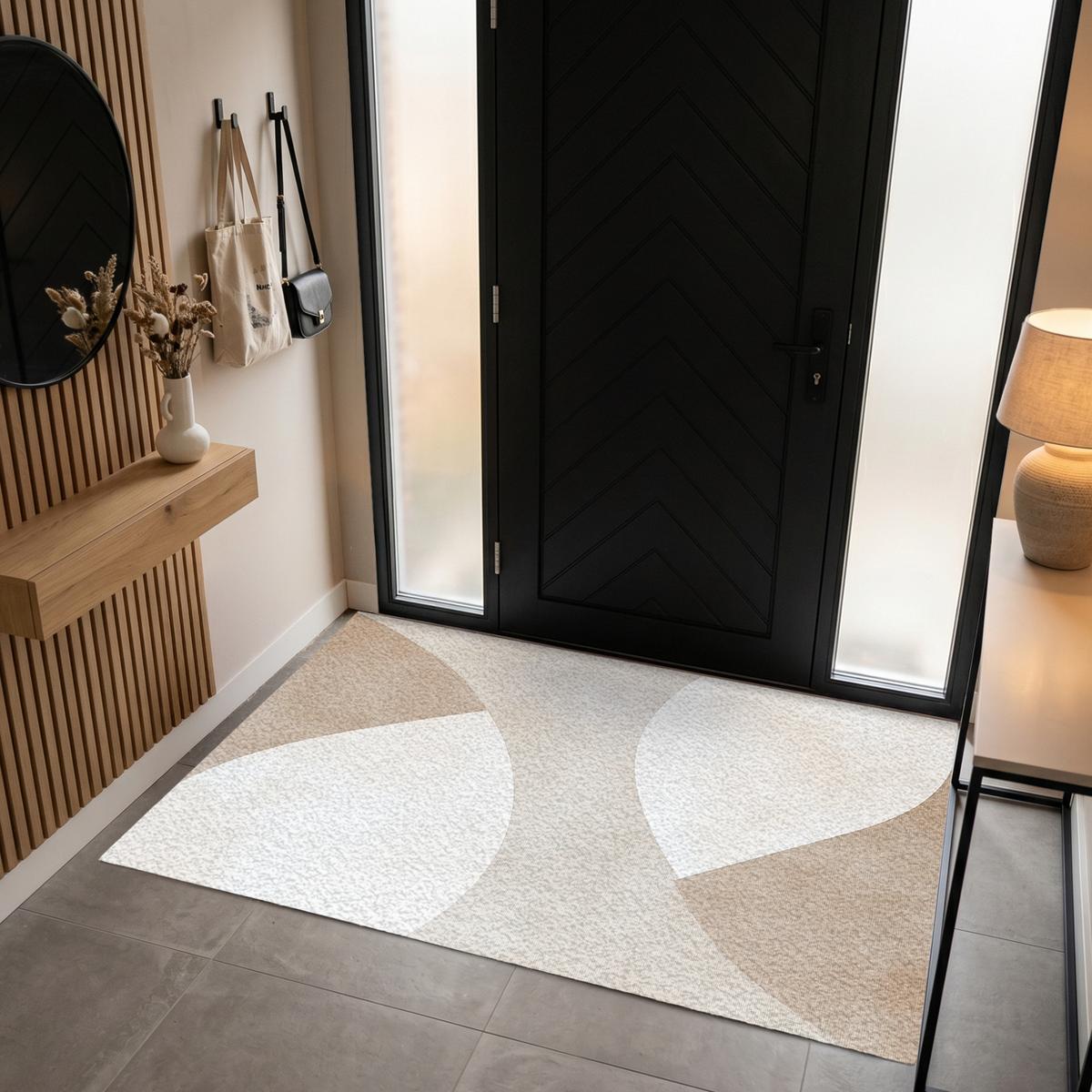 FUSSMATTE Braun - Japandi - Abstrakt Schmutzfangmatte 180x120 cm - Beige, Kunststoff (180/0.4cm) - MuchoWow