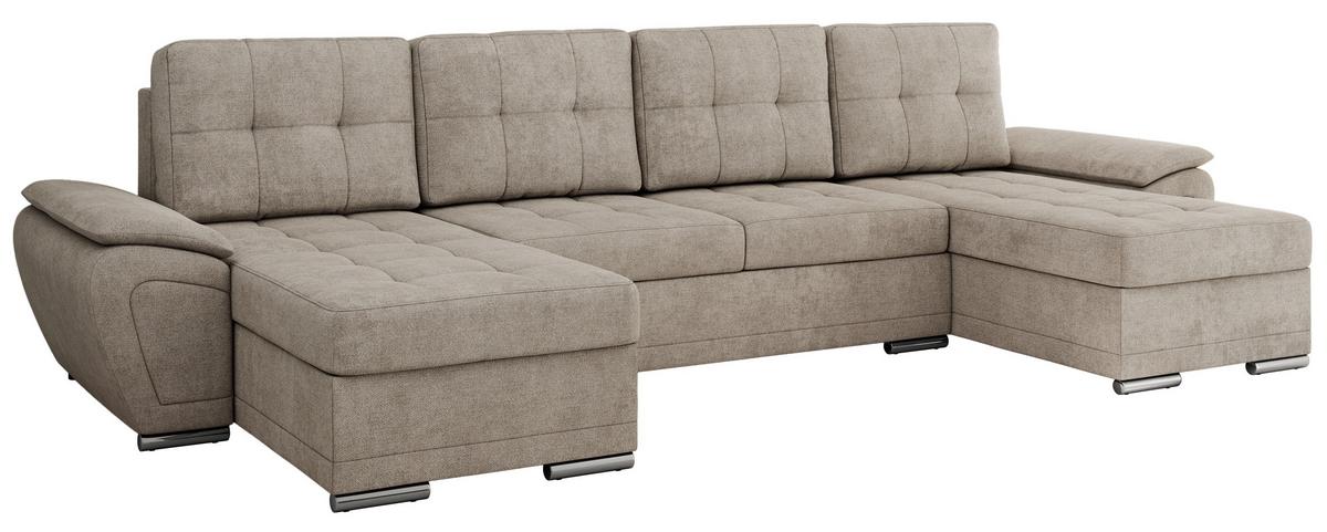 WOHNLANDSCHAFT UMBRIA U Beige Stukture - Beige/Grau, Textil/Metall (336/85/157cm) - MKS