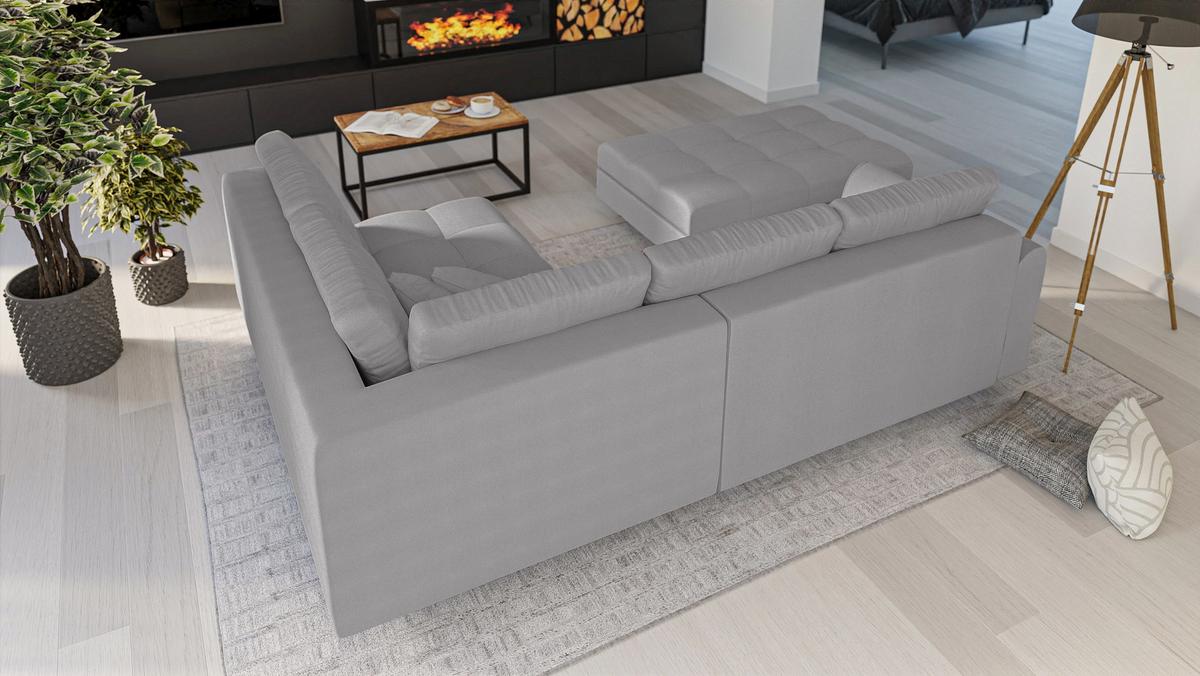 HOCKER Lorine Mikrofaser Grau - Grau, Textil (118/40/73cm) - S-Style Möbel