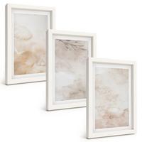 BILDER SET 3er Set - 20x30 cm Weißer Rahmen - Aquarell-Pastellblätter - Weiß, Kunststoff (20/30cm) - TULUP