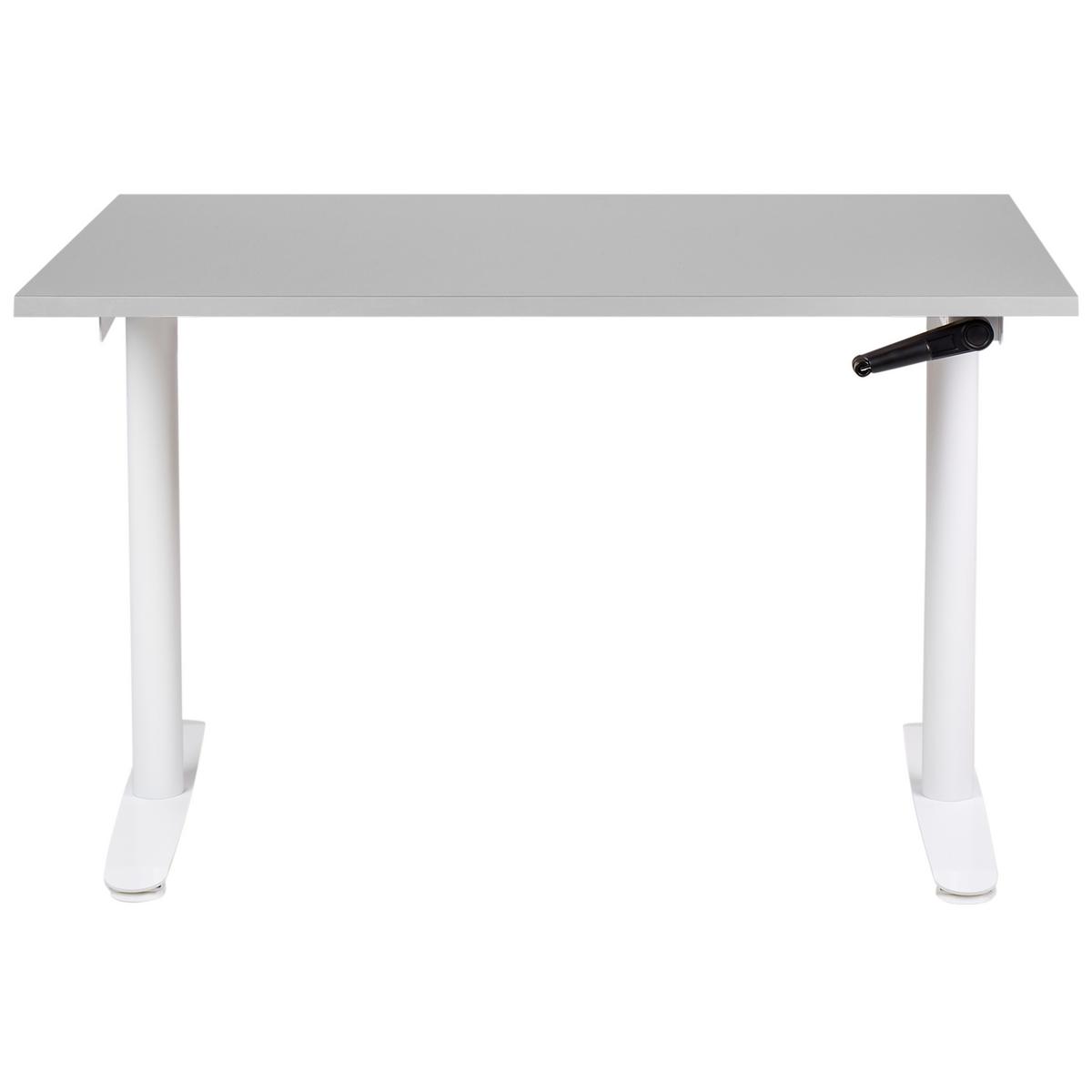 SCHREIBTISCH grauweiß 120/72 cm manuell höhenverstellbar Destin IV - Weiß/Grau, Holz (72/120/74cm) - Beliani