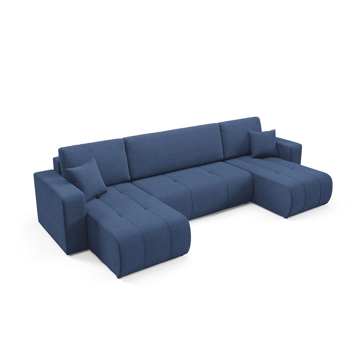 PANORAMASOFA Vasco 5 Sitzplätze Blau - Blau, Holz (318/88/145cm) - Petits-meubles