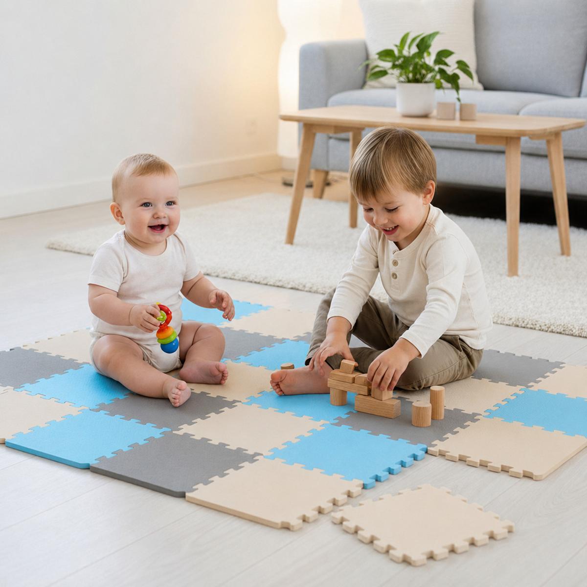 SPIELMATTE ab Null - 270/90 cm Puzzlematte Grau - Multicolor, Kunststoff (30/30cm) - Littletom