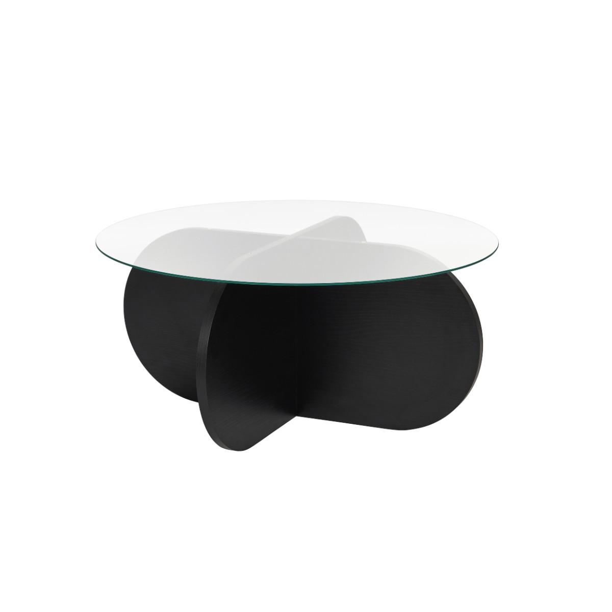 COUCHTISCH mit gekreuzten Beinen und gehärteter Glasplatte 75/75/35 cm - Eichefarben, Holzwerkstoff (5.5/75/35cm) - Calicosy