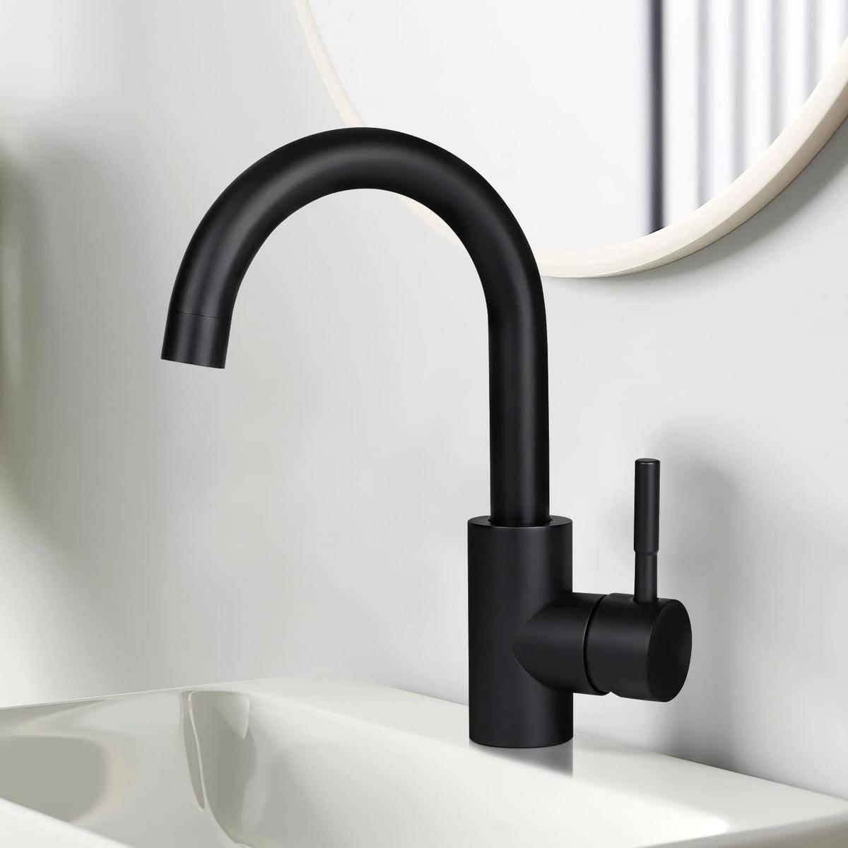 WASCHTISCHARMATUR SARAH 24/6/24 cm - Schwarz, Metall (6/24/24cm) - Nettlife