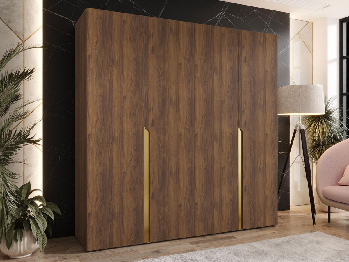 DREHTÜRENSCHRANK Mila I 200 - Goldfarben/Nussbaumfarben, Holzwerkstoff/Kunststoff (200/202/52cm) - MIRJAN24