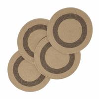 TISCHSET rund im 4er-Set 40 cm, schwarz-natur aus Baumwolle - Schwarz/Braun, Textil (40/40cm) - Homescapes