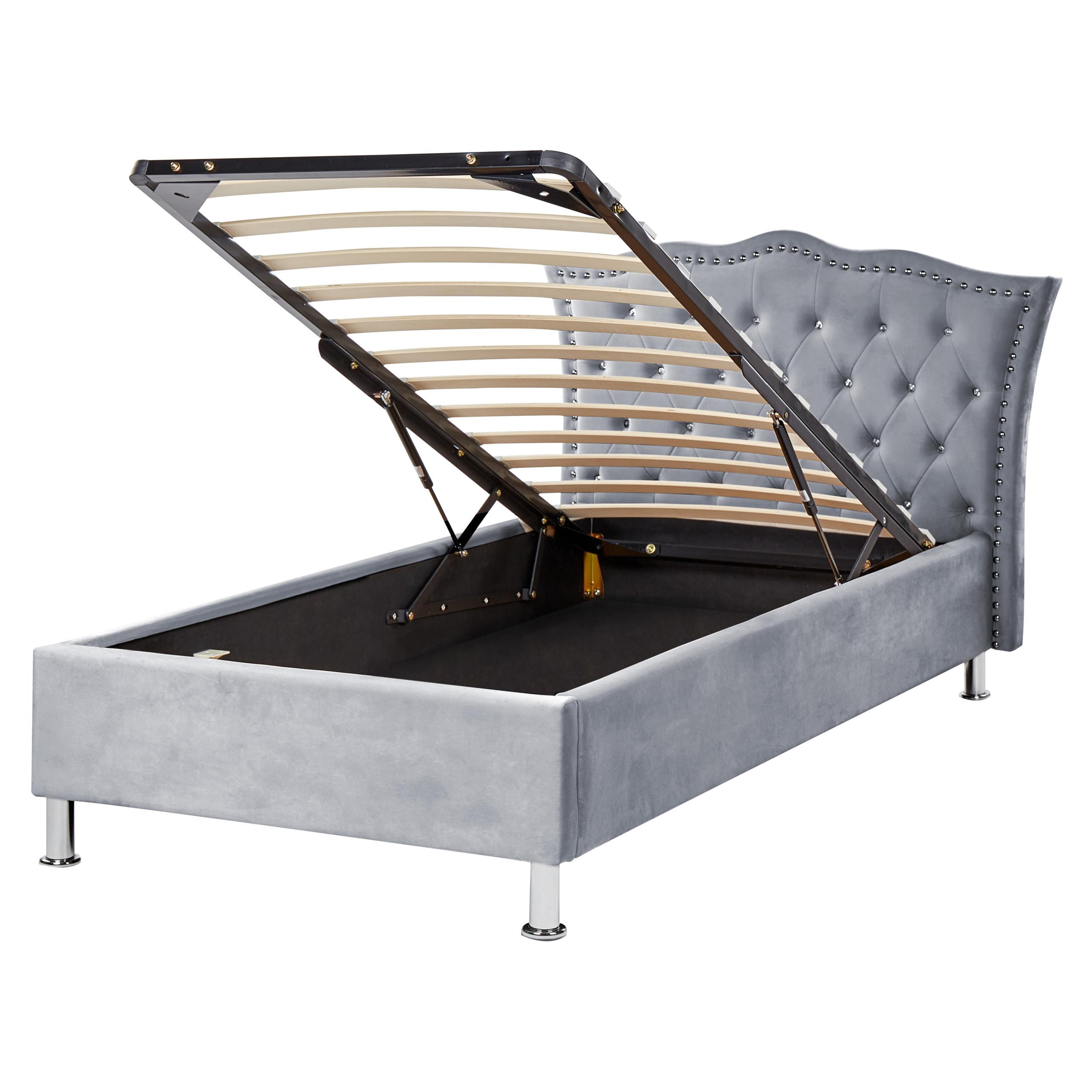 BETT 90/200cm Grau Metz - Grau, Textil (90/200cm) - Beliani