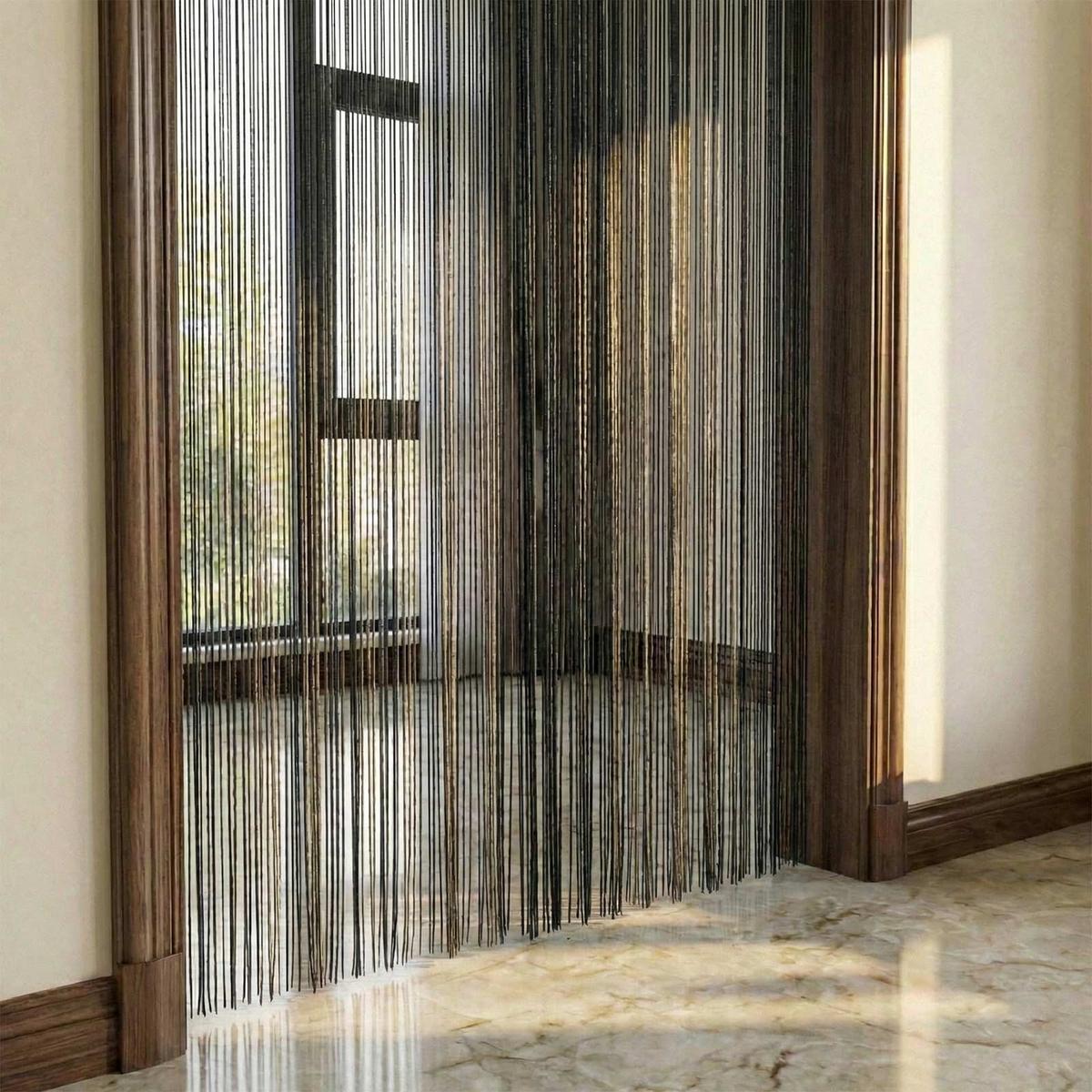 FADENVORHANG schwarz, 90/200 cm - Schwarz, Textil (90/200cm) - Homescapes