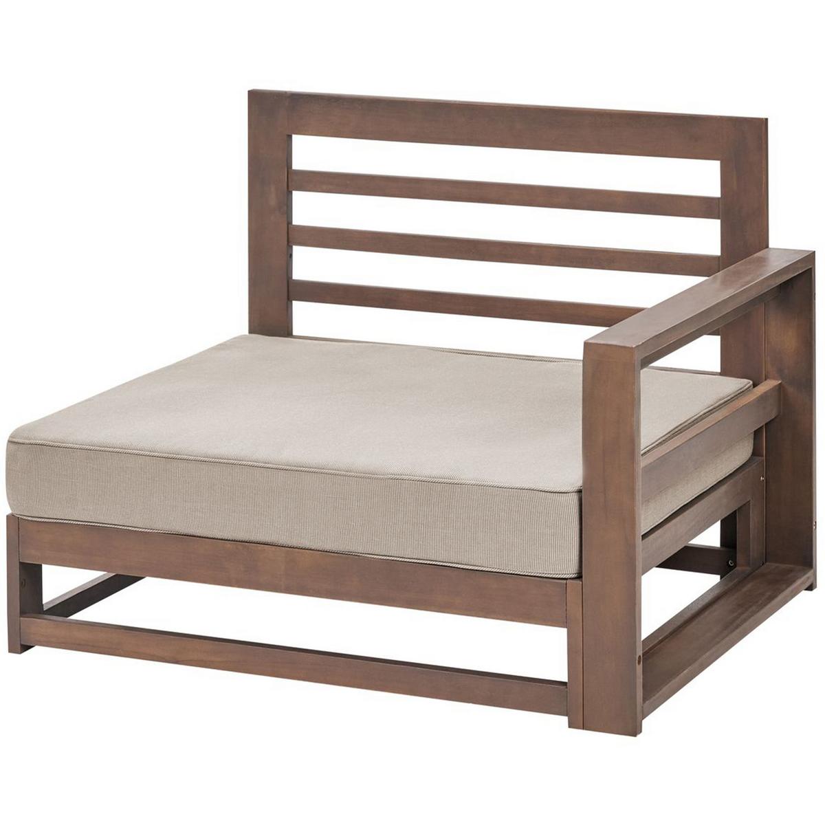 5-SITZER LOUNGE SET zertifiziertes Holz dunkelbraun Auflagen taupe Timor II - Taupe/Dunkelbraun, Holz - Beliani