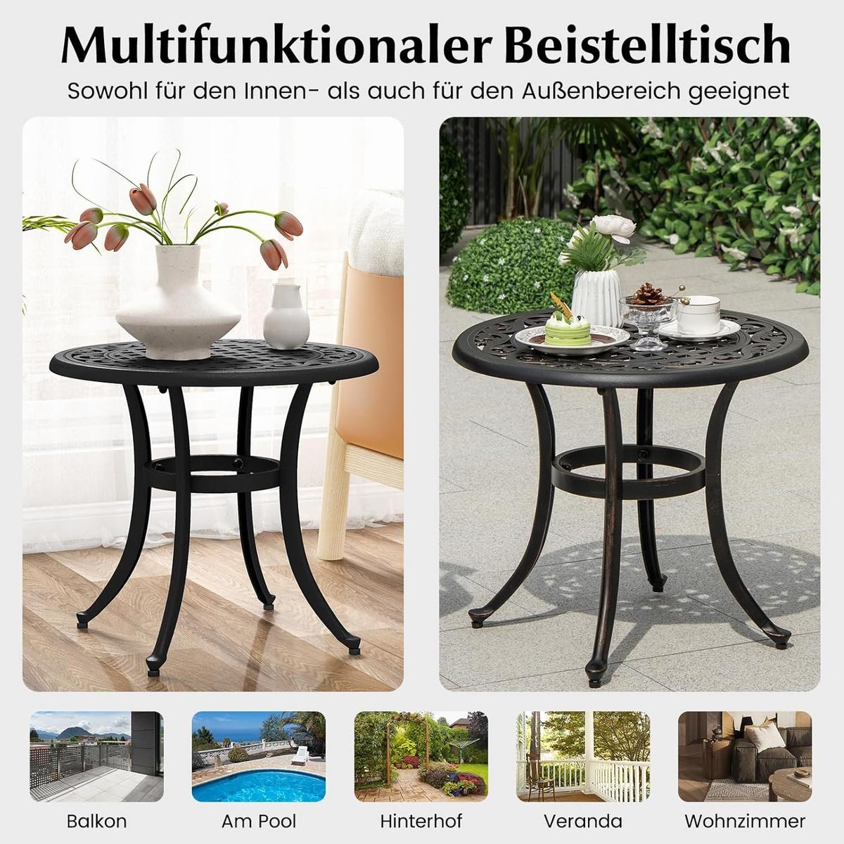 BEISTELLTISCH Antikbraun - Bronzefarben, Metall (60/60/53cm) - COSTWAY
