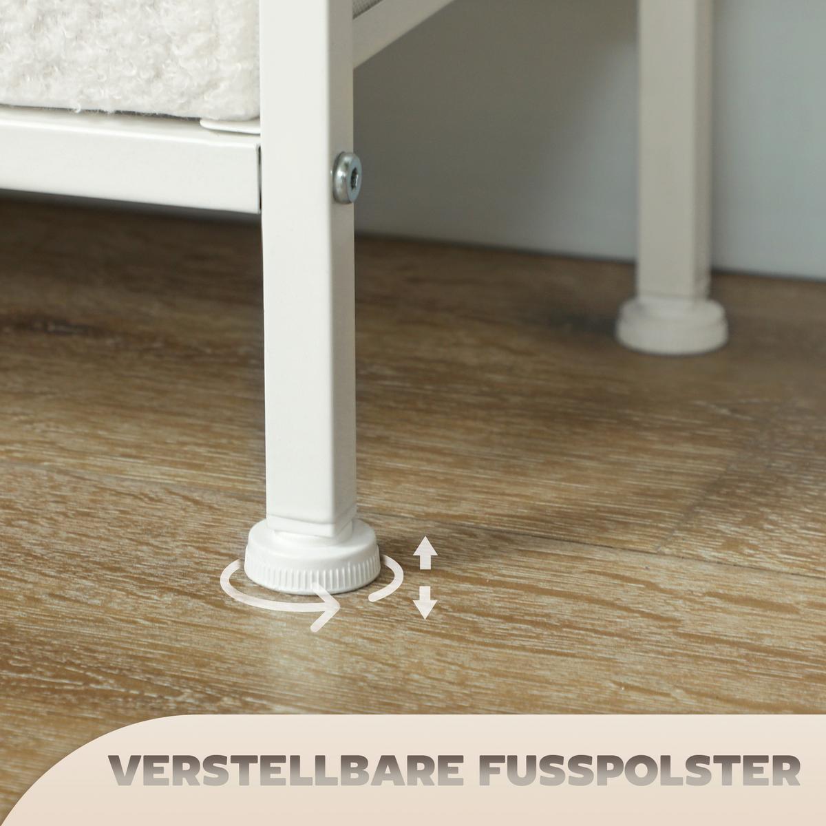 KOMMODE Polyester Spanplatte Cremeweiß - Weiß, Karton (30/99/100cm) - HOMCOM