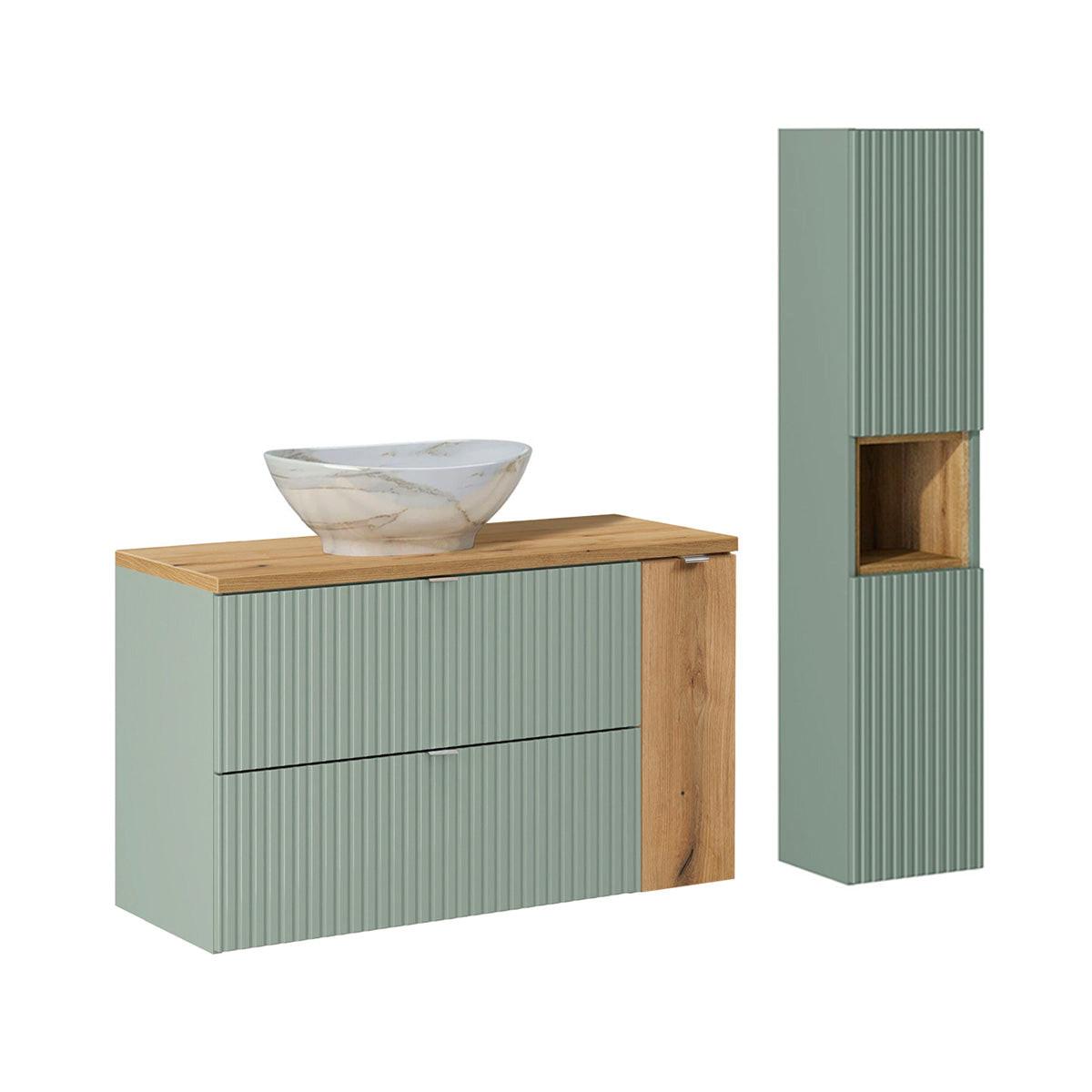 BADMÖBEL 100.4cm Jade 2er-Set Grün - Grün, Holzwerkstoff (100.4/59.5/40cm) - Petits-meubles