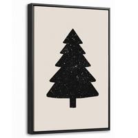 LEINWAND Bilder mit Rahmen - Weihnachtsbaum - Schwarz - Urlaub - Beige - 20x30 - Schwarz, Textil (20/30cm) - MuchoWow