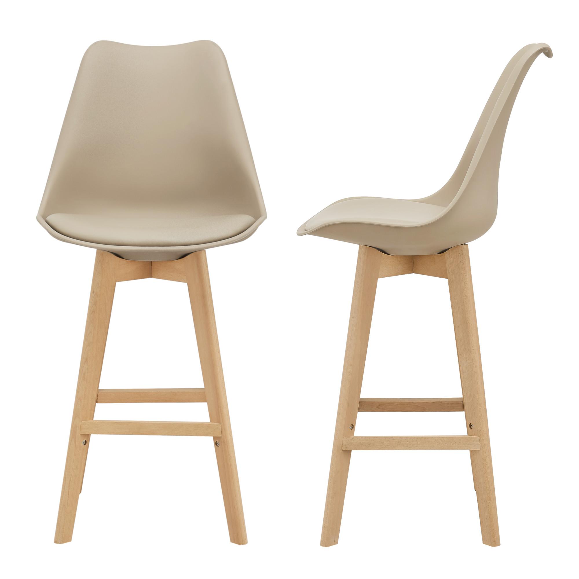 BARSTUHL Lublin 2er-Set - Beige, Holz (48/105/58cm) - [en.casa]