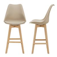 BARSTUHL Lublin 2er-Set - Beige, Holz (48/105/58cm) - [en.casa]