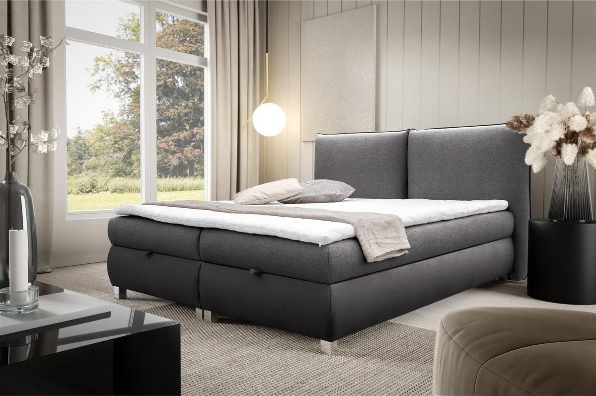 BOXBETT Valentin In Neve - Anthrazit, Holzwerkstoff/Textil (120/200cm) - Fun Möbel