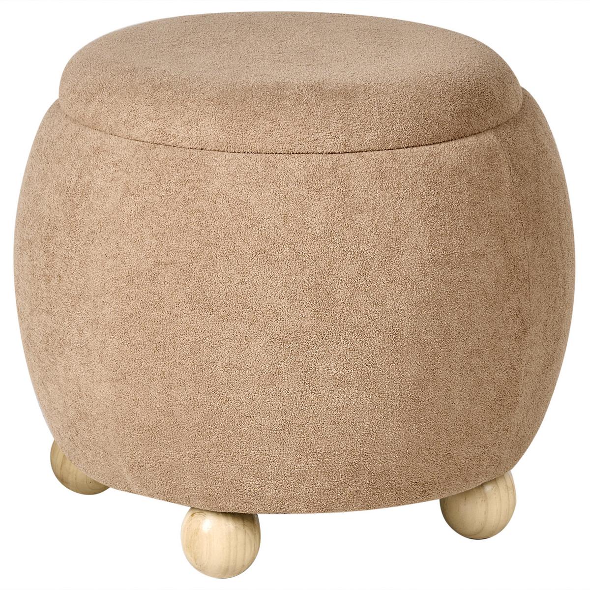 POUF mit Stauraum Bouclé Hellbraun Annabella - Hellbraun, Textil (40/42/40cm) - Beliani