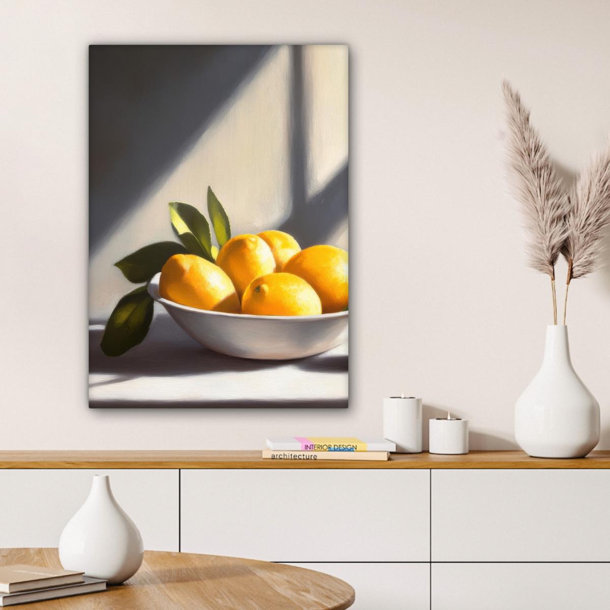 LEINWANDBILD Zitronen - Stilleben - Gelb Wandbild Wohnzimmer 60x80 cm - Gelb, Textil (60/80cm) - MuchoWow