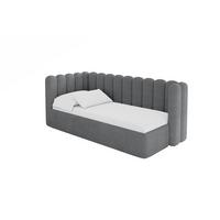 EINZELLBETT Jugendbett mit Bettkasten und Matratze H3/H4, Rechts - HUGY 100x200 Dunkelgrau - Graphitfarben, Holzwerkstoff/Textil (100/200cm) - ALTDECOR
