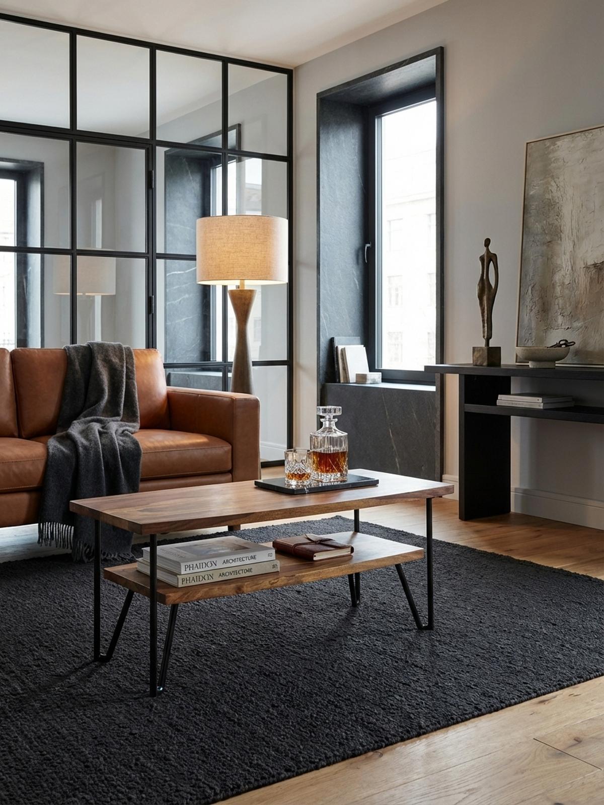 COUCHTISCH Sheesham Massivholz Metall Industrial-Style 90x50x40 cm - Schwarz/Braun, Holz/Metall (50/90/40cm) - KADIMA DESIGN