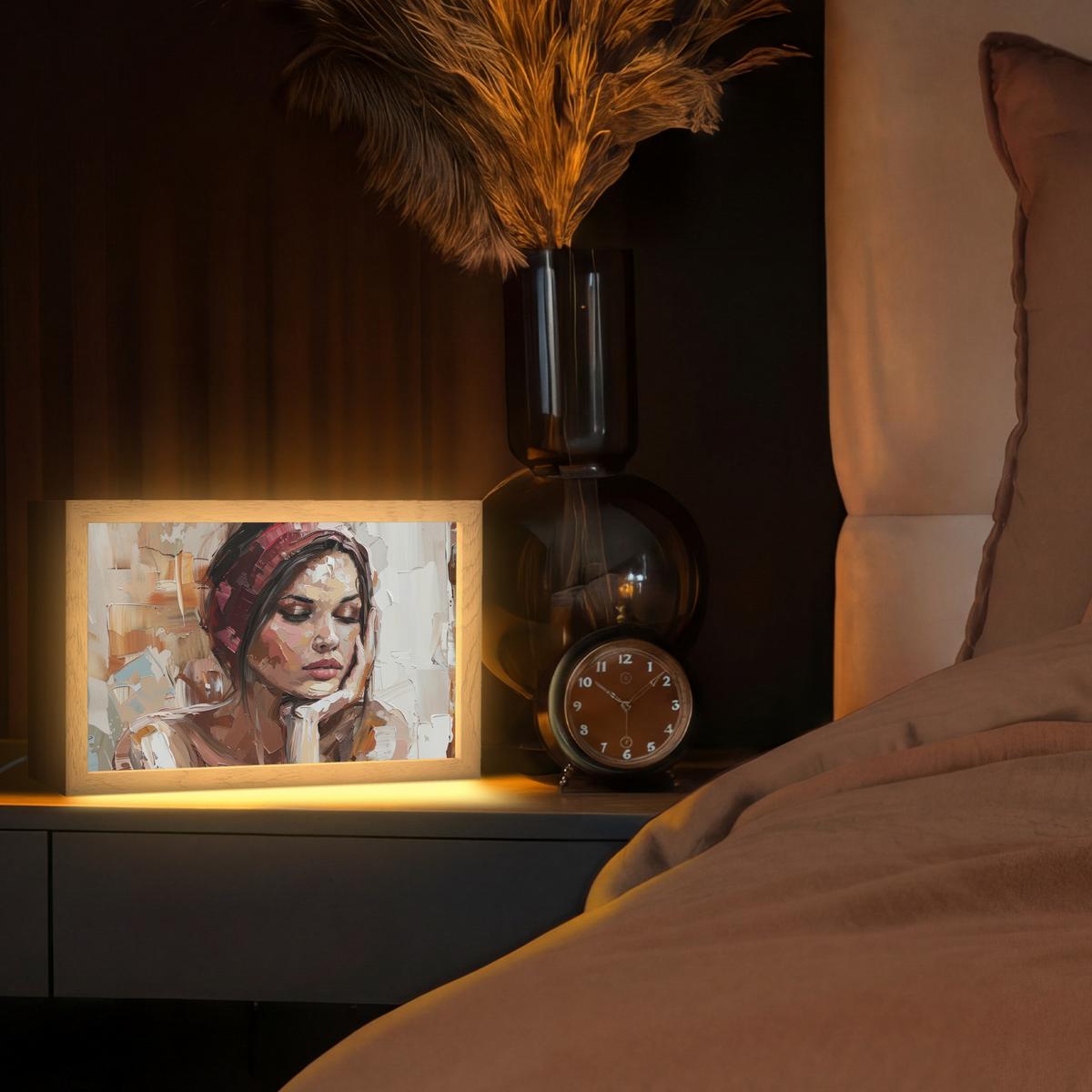 TISCHLEUCHTE Frau - Lackierung - Porträt - Modern 30x20 cm - Bronzefarben, Holzwerkstoff (8/30/20cm) - OnlyWow