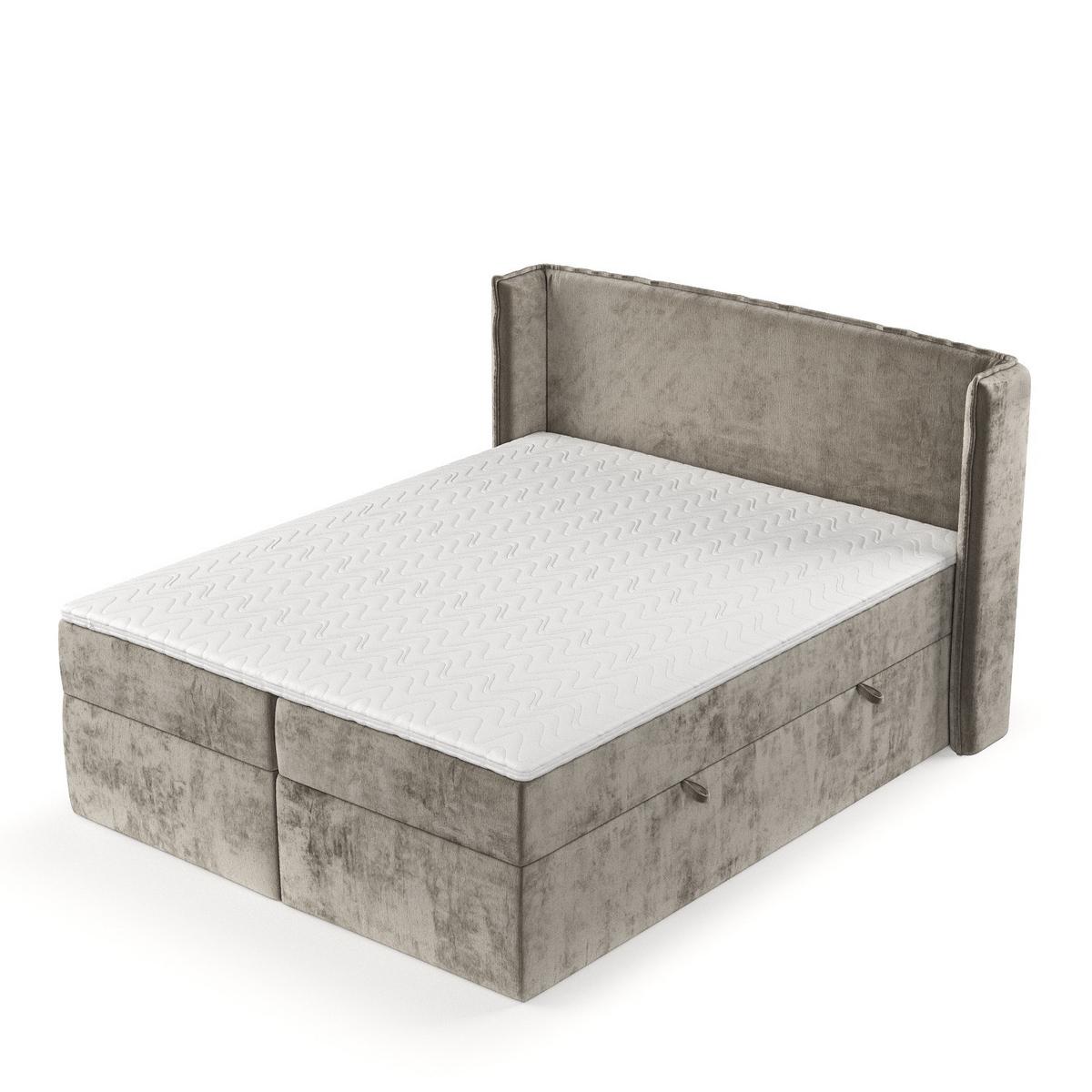 BOXBETT Viva 160/200 cm Beige im Lotta Stoff - Beige/Schwarz, Holz/Holzwerkstoff (160/200cm) - AltaBeds