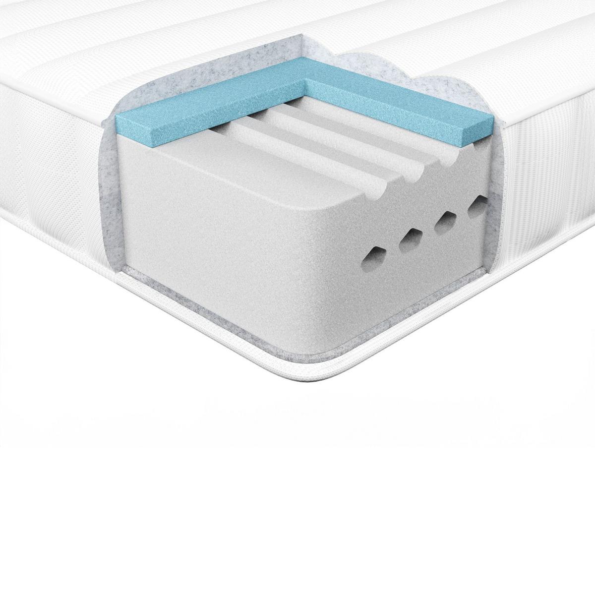 GEL-MEMORY-SCHAUMMATRATZE H2/3 Mittel 160/200 cm Happiness - Weiß, Textil (160/200cm) - Beliani