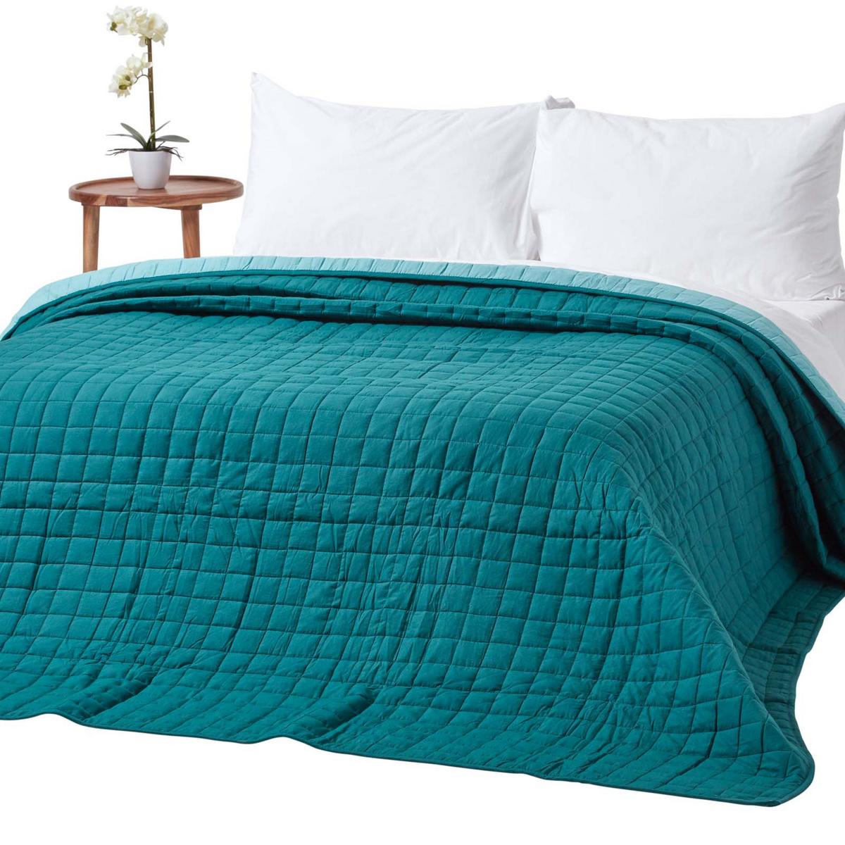 TAGESDECKE gesteppt mit Wende-Design, 150/200 cm - Petrol, Textil (150/200cm) - Homescapes