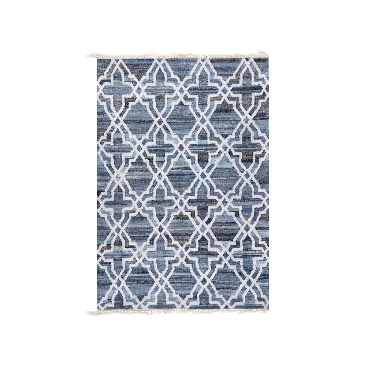 TEPPICH geflochten Adiyaman 200/140 cm - Blau, Textil (140/200cm) - Beliani
