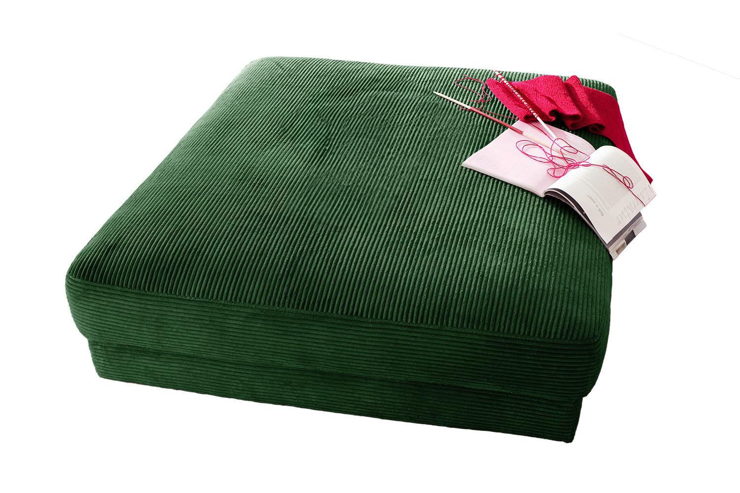 BIG HOCKER MADELINE Dunkelgrün Cord - Dunkelgrün, Textil (120/43/120cm) - KAWOLA