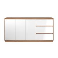 SIDEBOARD mit 3 Türen und 3 Schubladen Hochglanz Weiß und Artisan-Eiche 178/40/88 cm - Weiß Hochglanz, Holzwerkstoff (40/88/41.5cm) - Calicosy
