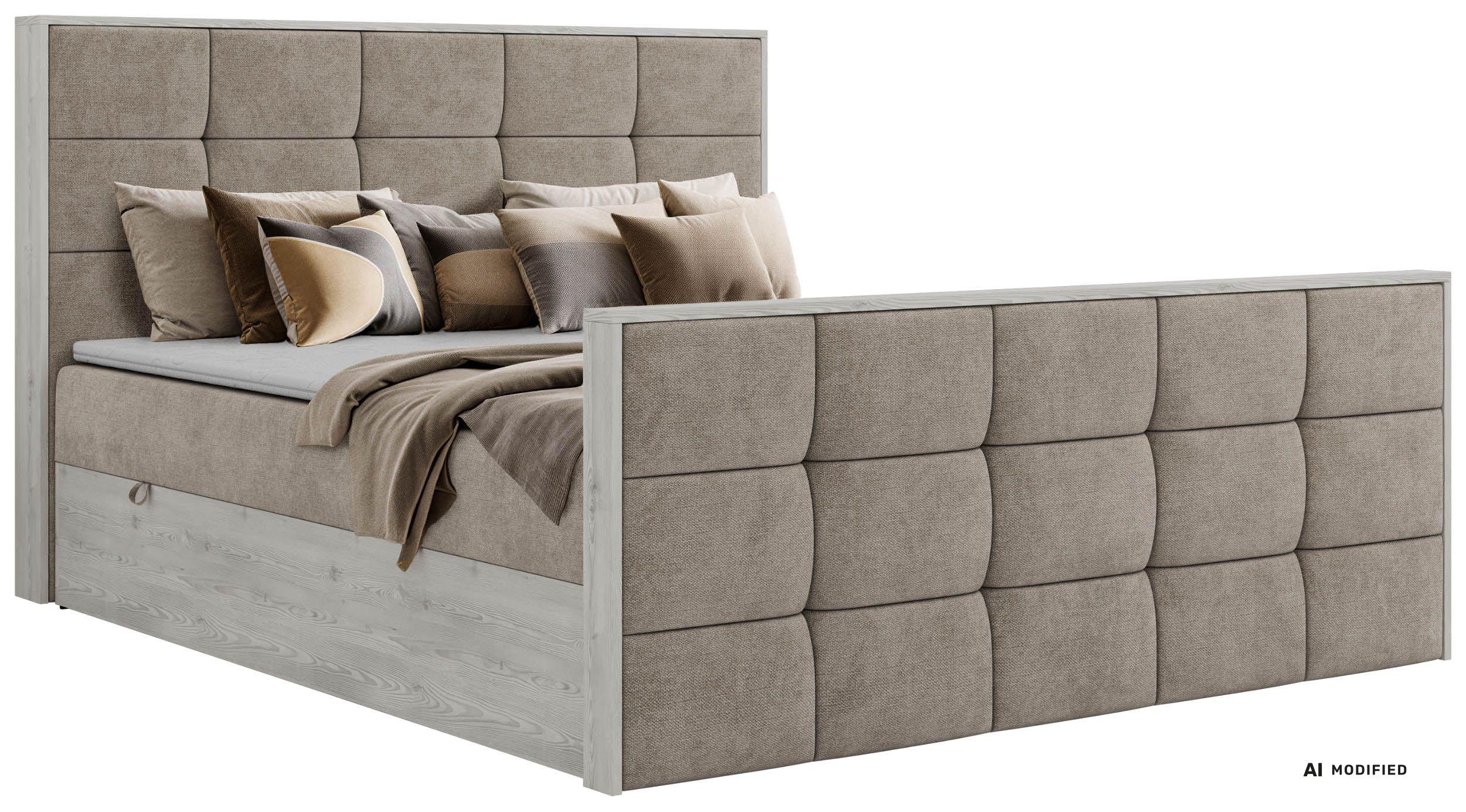 BOXBETT ALNOR DUO 200/200 - Greige Stukture - Topper T25 - H3 - Greige/Schwarz, Kunststoff/Textil (200/200cm) - MKS