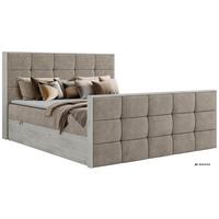 BOXBETT ALNOR DUO 140/200 - Greige Stukture - Topper Visco - H4 - Greige/Schwarz, Kunststoff/Textil (140/200cm) - MKS