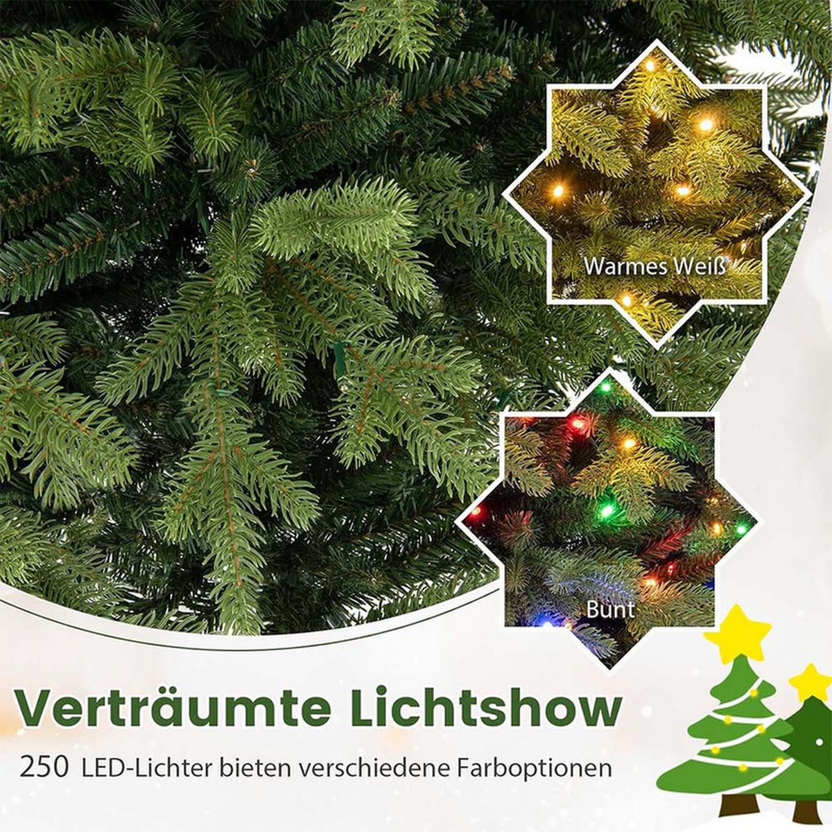WEIHNACHTSBAUM mit 11 Lichtmodi 150cm Grün - Grün, Metall (150cm) - COSTWAY