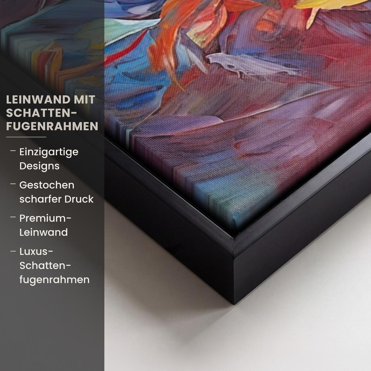 LEINWAND Bilder mit Rahmen - Ölgemälde - Kunst - Abstrakt - Farbenfroh - 50x70 - Altrosa, Textil (50/70cm) - MuchoWow